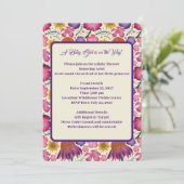 ワイルドフラワー魅力的ピンクの赤ちゃんシャワー 招待状 (スタンド正面)