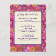 ワイルドフラワー魅力的ピンクベビーシャワー招待状