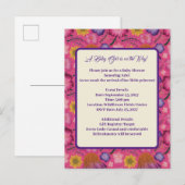 ワイルドフラワー魅力的ピンクベビーシャワー招待状 インビテーションポストカード (正面/裏面)