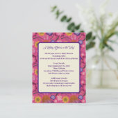 ワイルドフラワー魅力的ピンクベビーシャワー招待状 インビテーションポストカード (スタンド正面)