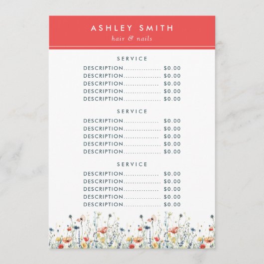 ワイルドフラワー鮮やかの価格 メニュー (正面)