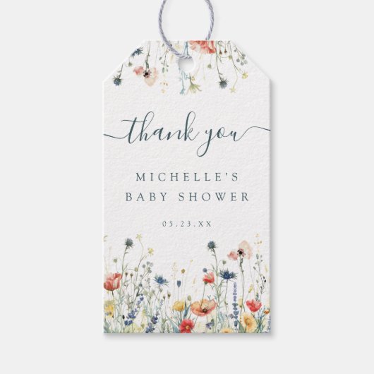 ワイルドフラワー鮮やかの赤ちゃんシャワーのお気に入り ギフトタグ (正面)