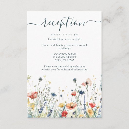 ワイルドフラワー鮮やかウェディングレセプション エンクロージャーカード (正面)
