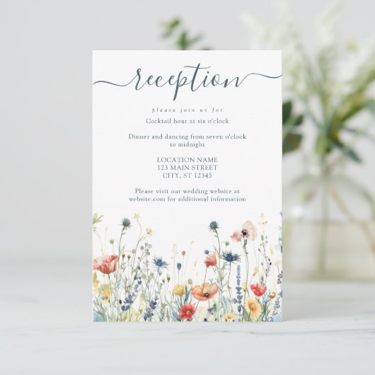 ワイルドフラワー鮮やかウェディングレセプション エンクロージャーカード (スタンド正面)