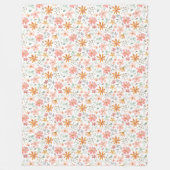 ワイルドフラワー鮮やかガーデンの美的な水色 フリースブランケット (正面)