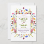 ワイルドフラワー鮮やかガーデンフローラフレ結婚ーム 招待状 (正面)