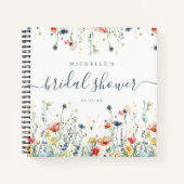 ワイルドフラワー鮮やかブライダルシャワーゲストブック ノートブック (正面)