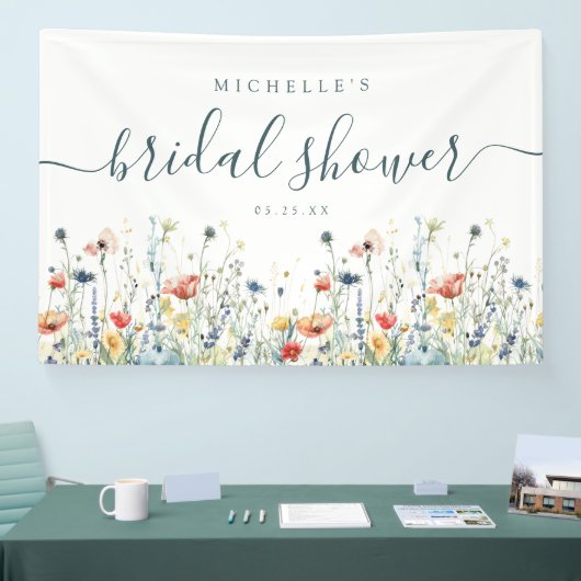 ワイルドフラワー鮮やかブライダルシャワーバナー 横断幕 (トレードショー)