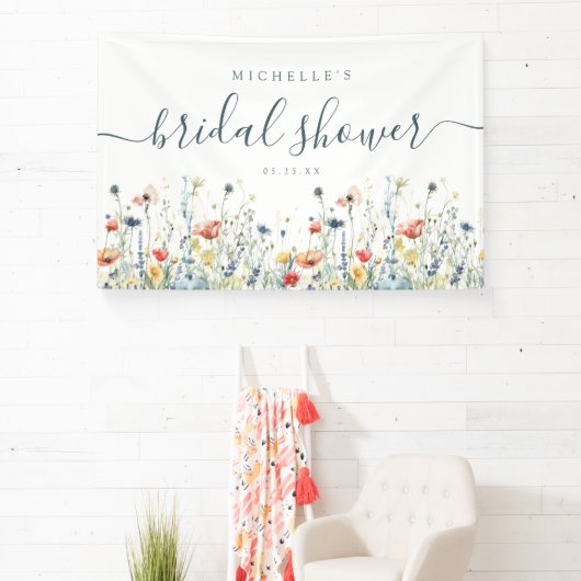 ワイルドフラワー鮮やかブライダルシャワーバナー 横断幕 (インサイチュ)