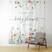 ワイルドフラワー鮮やかベイビーシャワー背景 タペストリー (インサイチュ)