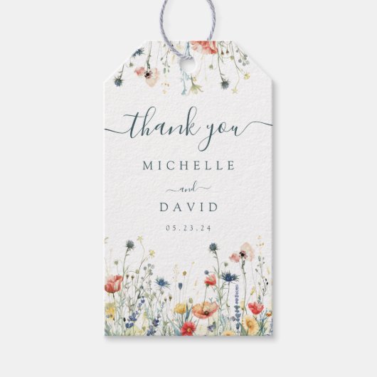 ワイルドフラワー鮮やか結婚式の引き出物ありがとうございました ギフトタグ (正面)