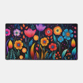 ワイルドフラワー鮮やか、黒のカラー デスクマット (正面)