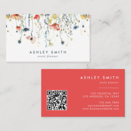 ワイルドフラワー鮮やかQRコード 名刺