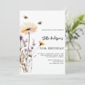 ワイルドフラワー黄紫の誕生日 招待状 (スタンド正面)