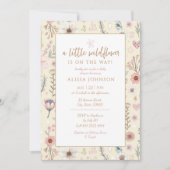 ワイルドフラワー黄色の赤ちゃんシャワー 招待状 (正面)