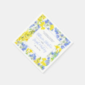 ワイルドフラワー黄青の水色の結婚植物 スタンダードカクテルナプキン (角)