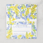 ワイルドフラワー黄青の水色の結婚植物 プレイスカード (外部開封)