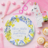 ワイルドフラワー黄青の水色の結婚植物 ペーパープレート (パーティー)