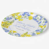 ワイルドフラワー黄青の水色の結婚植物 ペーパープレート (アングル)