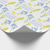 ワイルドフラワー黄青の水色の結婚植物 ラッピングペーパー (角)