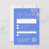 ワイルドフラワー黄青の水色の結婚植物 出欠カード (裏面)