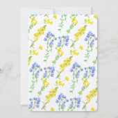 ワイルドフラワー黄青の水色の結婚植物 招待状 (裏面)