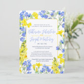 ワイルドフラワー黄青の水色の結婚植物 招待状 (スタンド正面)