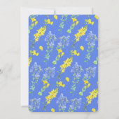 ワイルドフラワー黄青の水色の結婚植物 招待状 (裏面)