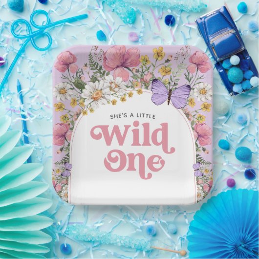 ワイルドフラワー1回目の誕生日 ペーパープレート (パーティー)