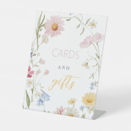 ワイルドフラワー1stバースデーカードとギフトテーブルの看板 台座サイン