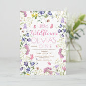 ワイルドフラワー1stバースデースクリプトピンク 招待状 (スタンド正面)