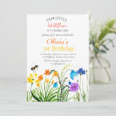 ワイルドフラワー1st第1誕生日レッドブルーフローラ 招待状 (スタンド正面)