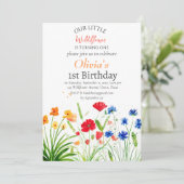 ワイルドフラワー1st第1誕生日レッドブルーフローラ 招待状 (スタンド正面)