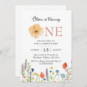 ワイルドフラワー1st誕生日の招待状、植物学1st 招待状 (正面/裏面)