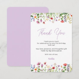 ワイルドフラワー1st誕生日サンキューカード サンキューカード