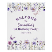 ワイルドフラワー1st誕生日パーティーウェルカムサイン ポスター (正面)