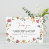 ワイルドフラワー1st誕生日プリント可能サンキューカード 招待状 (スタンド正面)