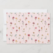 ワイルドフラワー1st誕生日プリント可能サンキューカード 招待状 (裏面)