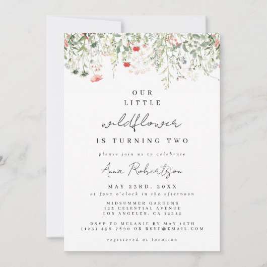 ワイルドフラワー2回目の誕生日 招待状 (正面)