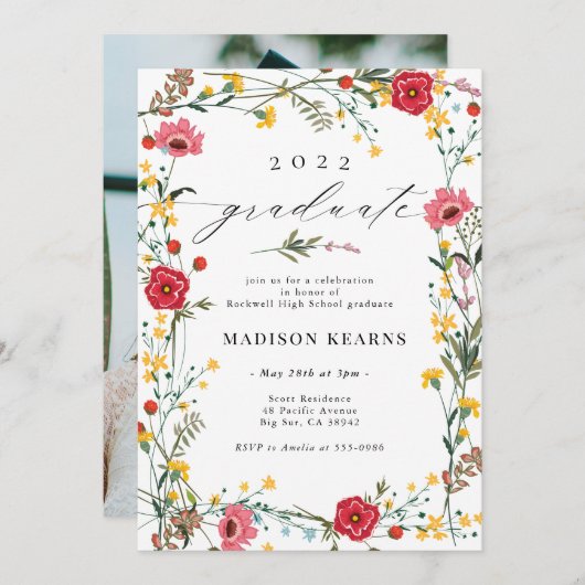 ワイルドフラワー2024卒業招待状 招待状 (正面/裏面)