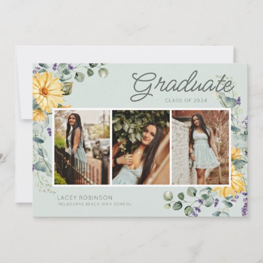 ワイルドフラワー3フォトガールハイスクール卒業 案内状 (正面)