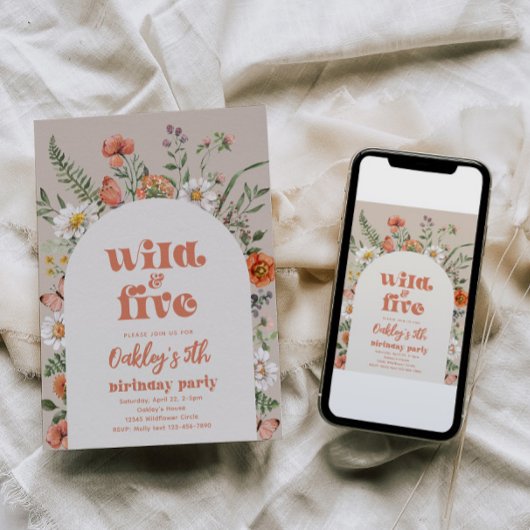 ワイルドフラワー5回目の誕生日パーティーへの招待 招待状