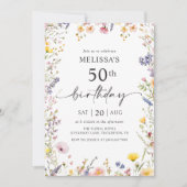 ワイルドフラワー50th誕生日パーティーへの招待 招待状 (正面)