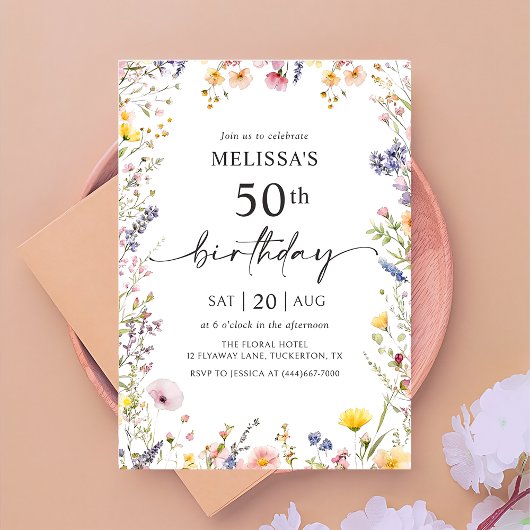ワイルドフラワー50th誕生日パーティーへの招待 招待状