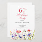 ワイルドフラワー60th誕生日パーティー 招待状 (正面/裏面)