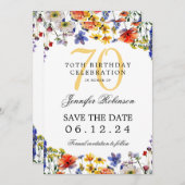 ワイルドフラワー70誕生日パーティー救デート詳細 招待状 (正面/裏面)