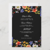 ワイルドフラワー80誕生日日救付詳細黒 招待状 (裏面)