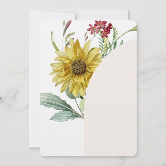 ワイルドフラワー ひまわり 蝶 ウェディング 招待状 (裏面)