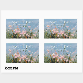 ワイルドフラワー アクリルアート Save the Date ポストカード 長方形シール