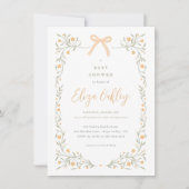 ワイルドフラワー&イエローボウガーデンエレガントベビーシャワー 招待状 (正面)